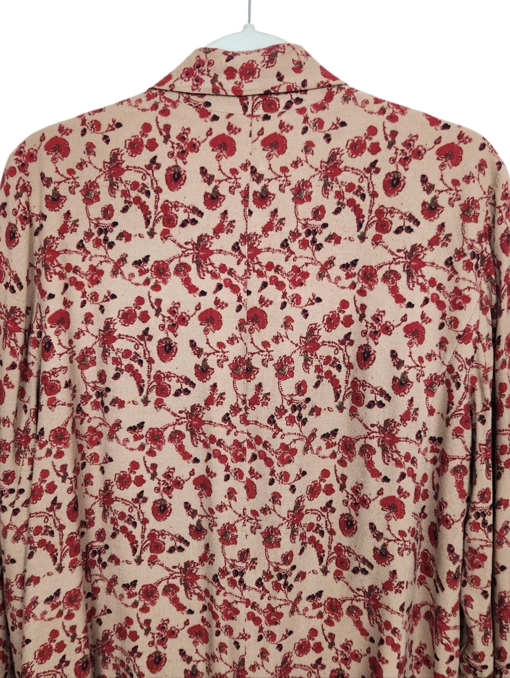 Free People Bellflower Floral Print Linen Blend Long Blazer Jacket Womens Size L - Picture 9 of 16